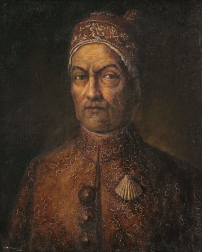 Portrait of a Doge in Brocade Robes by Giuseppe Ghislandi